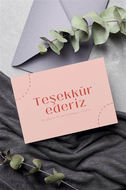 Pembe Kırmızı  Sade Minimal Müşteri Teşekkür Kartı 100 Adet Tek Yön Teşekkür Kartvizit