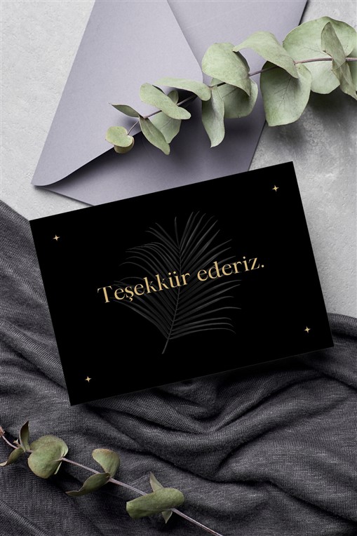 Siyah ve Altın Modern Rönesans Teşekkür Kart 100 Adet Tek Yön Teşekkür Kartvizit